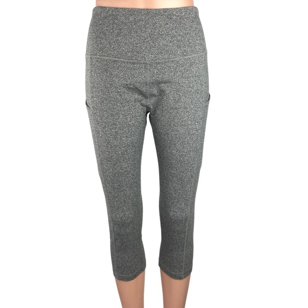 Earth Yoga Heather Gray High Waisted Elastic Pull On Crop Skinny Leggings Size L